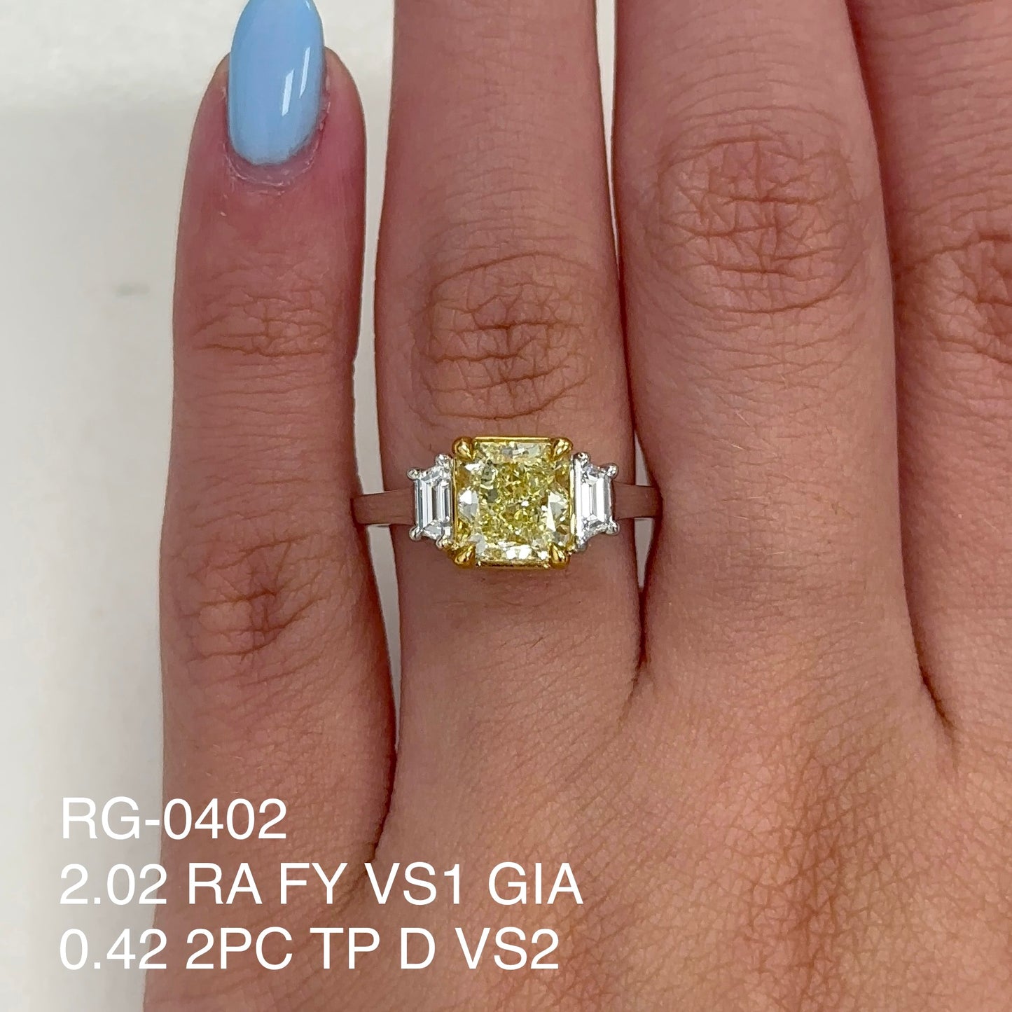 2.86 Tcw Radiant Cut Fancy Yellow Natural Diamond GIA Engagement Ring