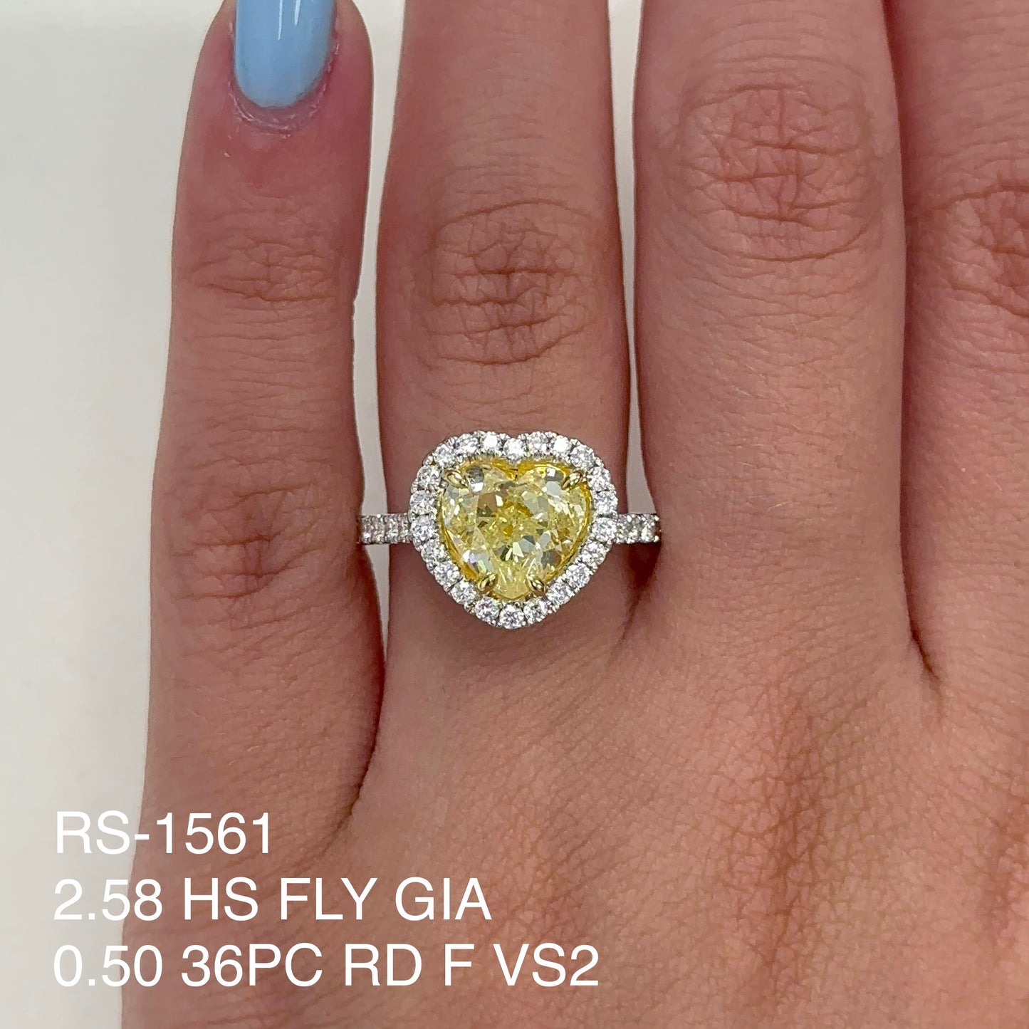 18k Wg 2.58 Heart Shape Fancy Light Yellow Ring GIA