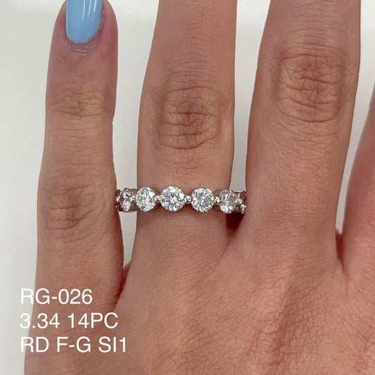 Alianza de eternidad redonda con diamantes naturales de 3,34 quilates
