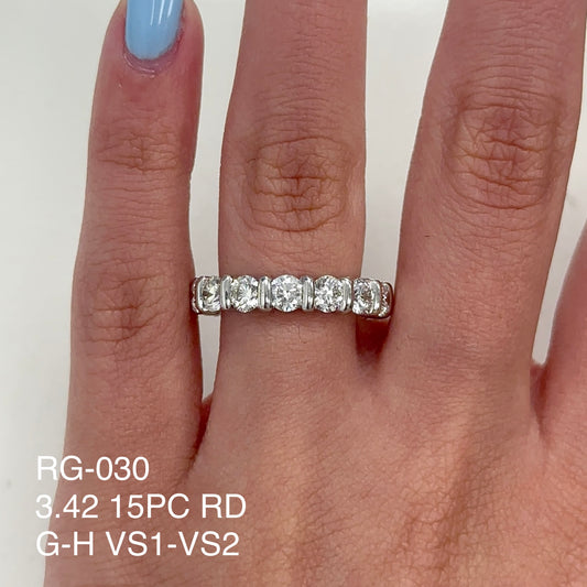 Alianza de eternidad redonda con diamantes naturales de 3,42 quilates