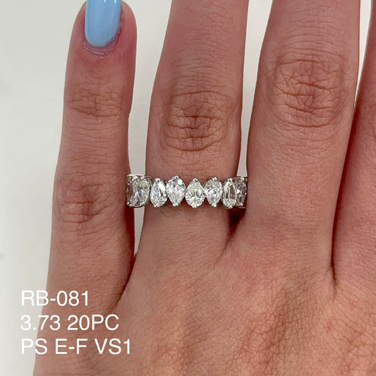 Alianza de eternidad con forma de pera y diamantes naturales de 3,73 quilates