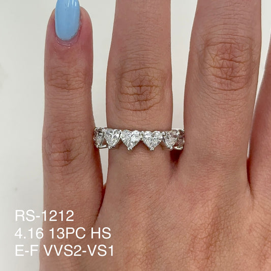 4.16 Cts Natural Damond Heart Shape Eternity Ring