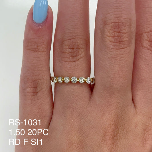 Alianza de eternidad redonda con diamantes naturales de 1,50 quilates