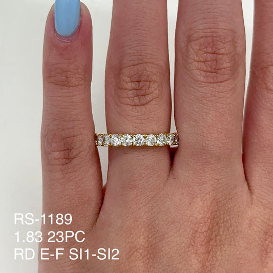 Alianza de eternidad redonda con diamantes naturales de 1,83 quilates