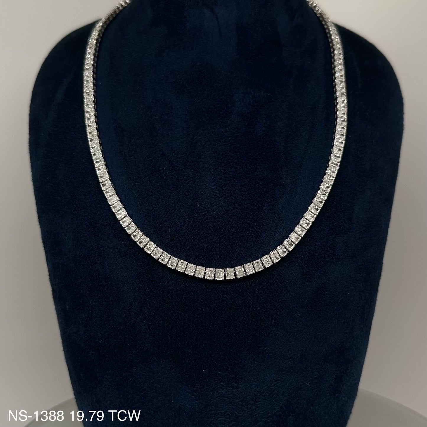 19.79 Cts. Natural Diamond Radiant Shape Eternity Necklace
