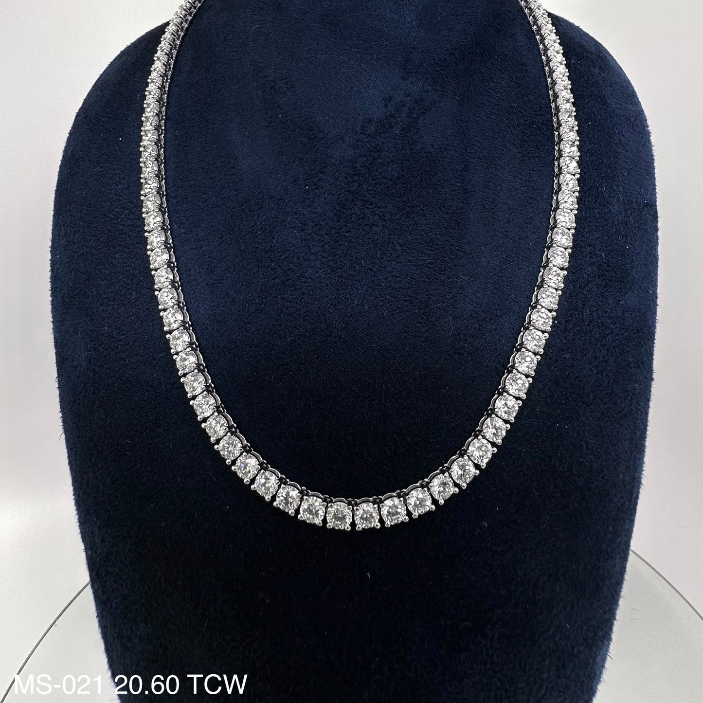 20.60 Cts. Natural Diamond Round Eternity Necklace