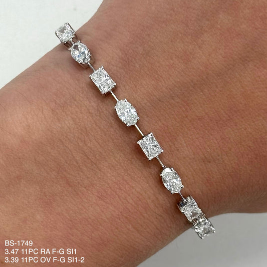 6,86 quilates. Pulsera de tenis multiforma