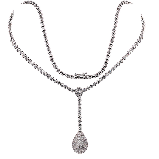 Collar con colgante de pera de 18 k Wg 3,49 Rd Tcw