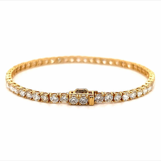 Pulsera De Tenis 4p De 18k Yg 7.08 Rd Tcw