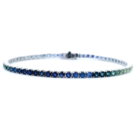 5.49 Cts. Gradient Sapphire Blend Blue to Green Tennis Bracelet