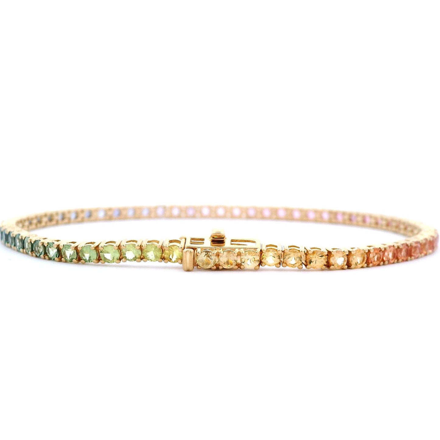 5.31 Cts. Pastel Rainbow Sapphire Tennis Bracelet
