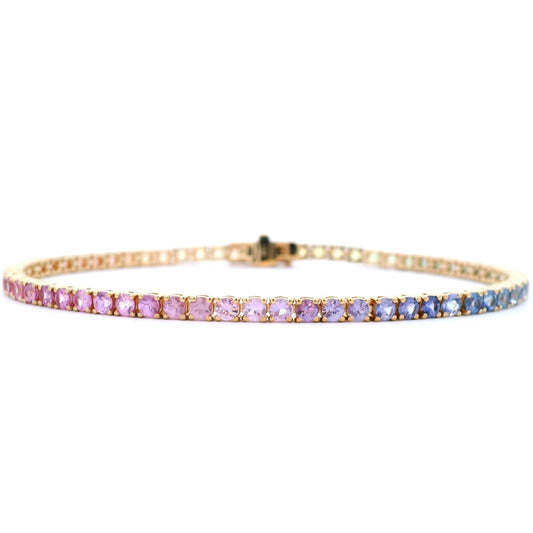 5.31 Cts. Pastel Rainbow Sapphire Tennis Bracelet