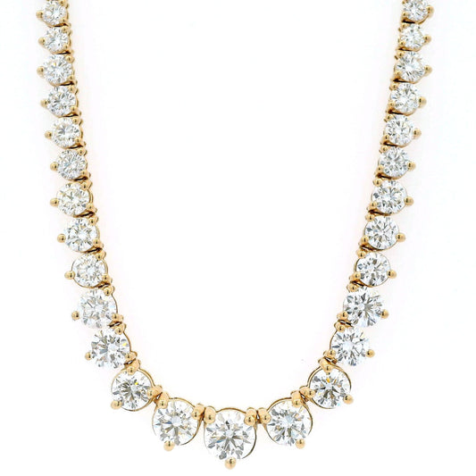 16.02 Cts. Natural Diamond Riviera Round Eternity Necklace
