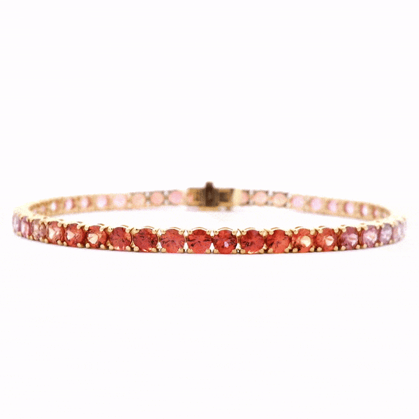 9.37 Cts. Pink to Red Sapphire & Ruby Tennis Bracelet