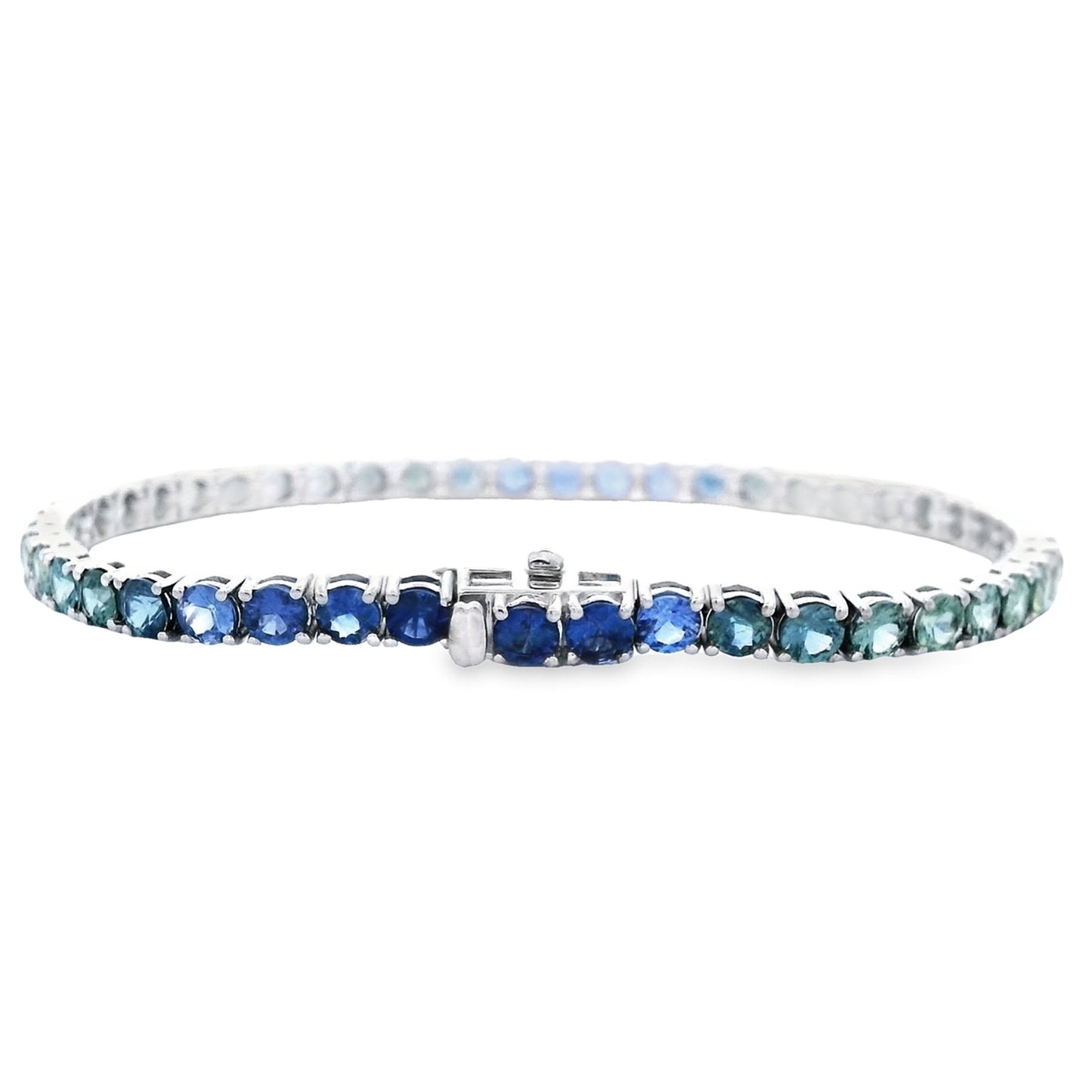 9.52 Cts. Gradient Sapphire Blend Blue to Green Tennis Bracelet