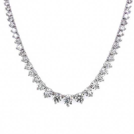 13.09 Cts Natural Diamond Riviera Round Eternity Necklace