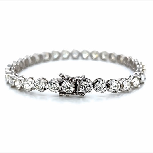 Brazalete de tenis de diamantes con engaste de ilusión de 18 k Wg 10,14 Rd