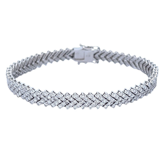 6.55 Cts Natural Diamond V Line Round Tennis Bracelet