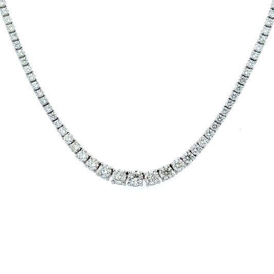 7.65 Cts Natural Diamond Riviera Round Eternity Necklace