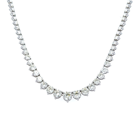 14.52 Cts. Natural Diamond Riviera Round Eternity Necklace
