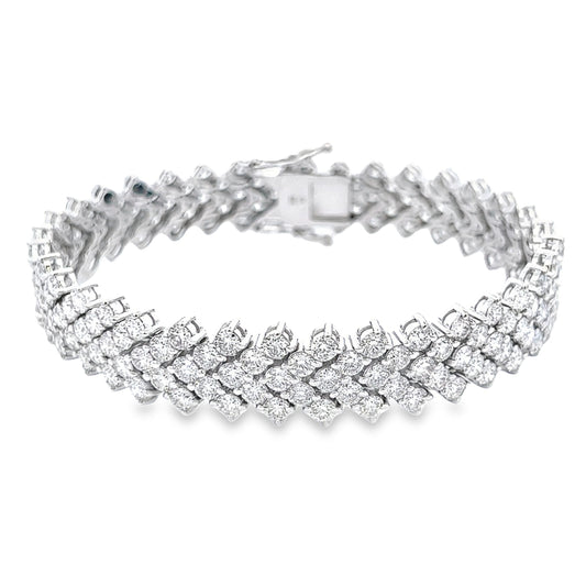 18.18 Cts Natural Diamond "V" Tennis Bracelet