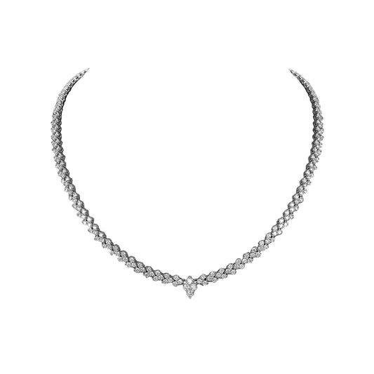 17.19 Cts Natural Diamond Round Eternity Necklace