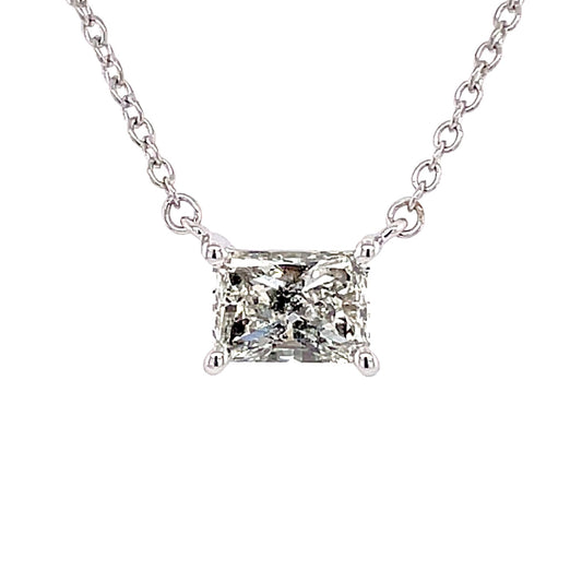 14k Wg 1.01 Radiant Solitaire Necklace
