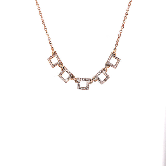 18k Rg 0.26 Rd Tcw 5 Squares Necklace