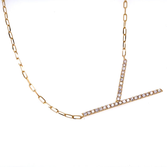 18k Yg 0.55 Rd Tcw Large Y Necklace