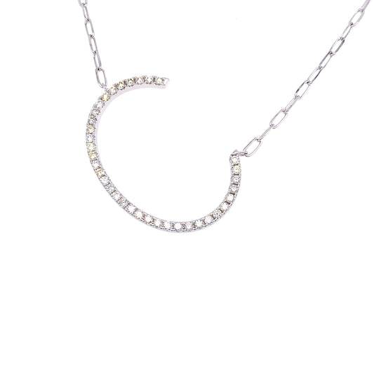 18k Wg 0.58 Rd Tcw Large C Necklace