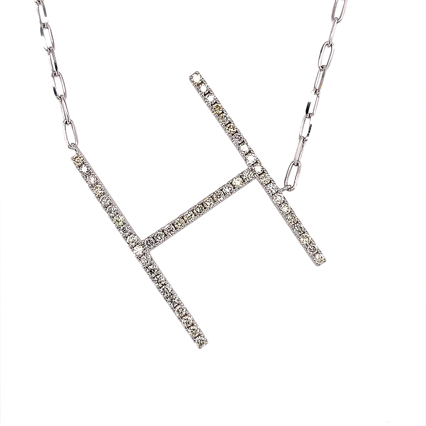 18k Wg 0.85 Rd Tcw Large H Necklace