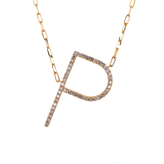 18k Yg 0.80 Rd Tcw Large P Necklace