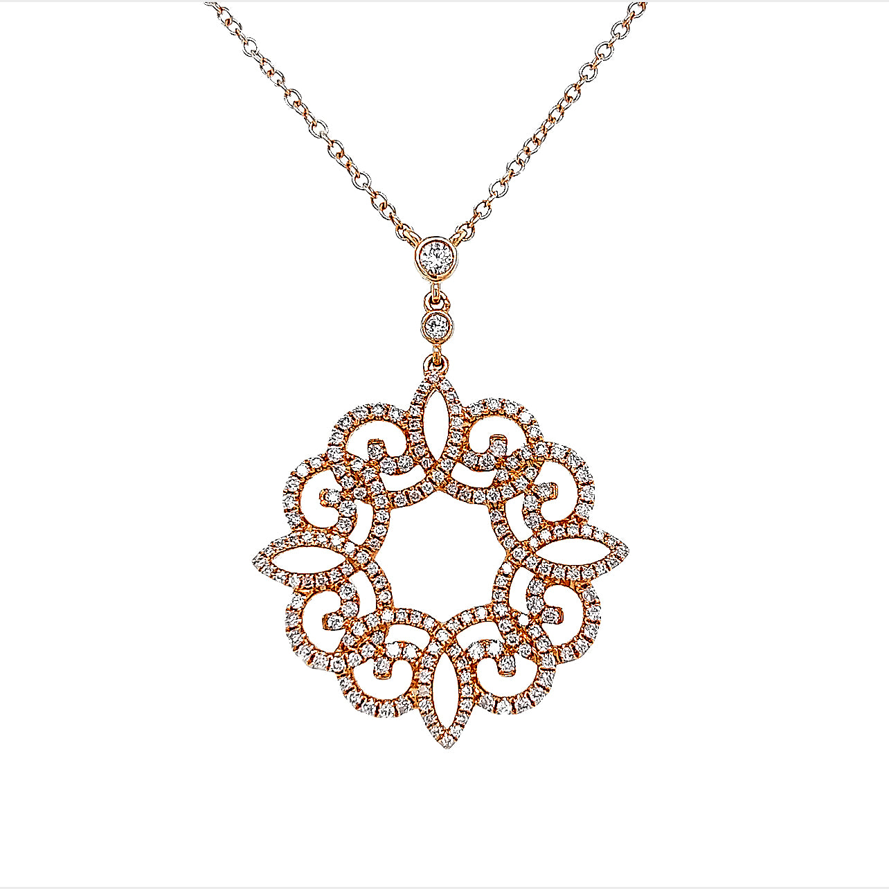 Collar De Filigrana De Diamantes De 18k Rg 1.18 Rd Tcw