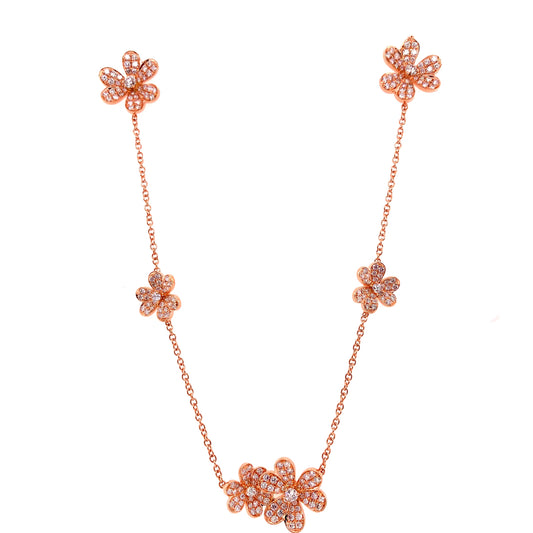 Collar De Flores De Diamantes De 18k Rg 4.23 Rd Tcw