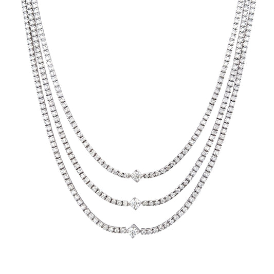18k Wg 9.02 Rd Tcw 3 Layer Necklace
