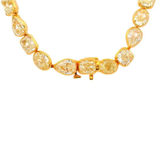 49.96 Cts Natural Fancy Yellow Diamond Mix Shape Eternity Necklace