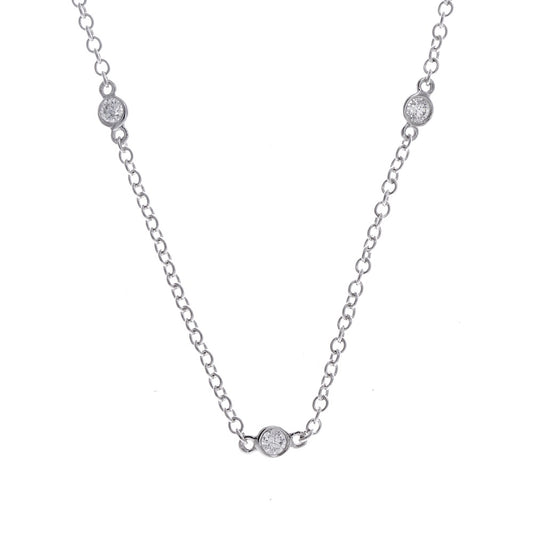 18k Wg 0.24 Rd Tcw Dia By Yard Necklace