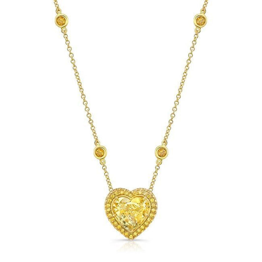 18k Yg 5.01 Heart Shape Fancy Yellow Necklace