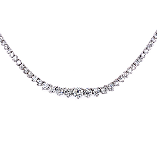 9.89 Cts. Natural Diamond Riviera Round Eternity Necklace