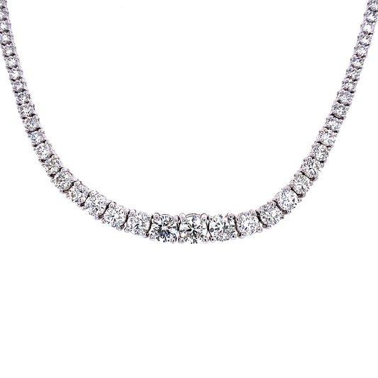 14.03 Cts Natural Diamond Riviera Round Eternity Necklace