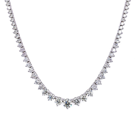 14.87 Cts Natural Diamond Riviera Round Eternity Necklace