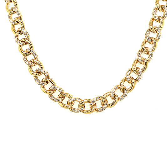 18k Yg 2.24 Rd Tcw  Every Other Links Necklace