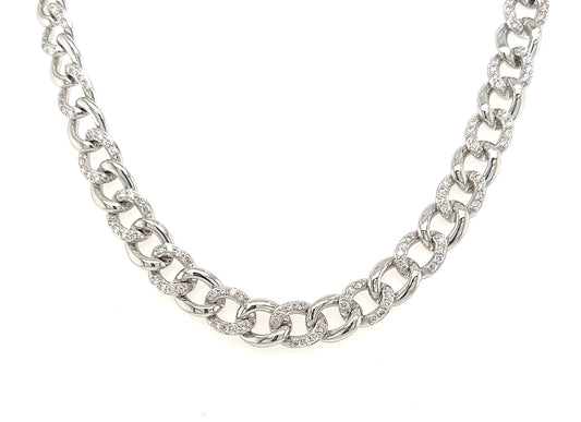 18k Wg 2.22 Rd Tcw Diamond Every Other Links Necklace
