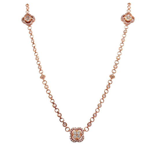 18k Rg 4.80 Rd Tcw 5 Clovers Necklace