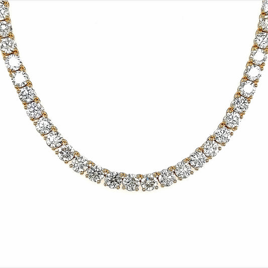34.84 Cts Natural Diamond Round Eternity Necklace