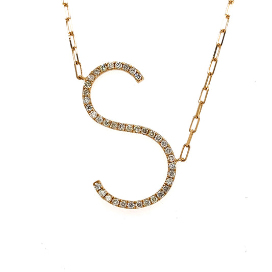 18k Yg 0.69 Rd Tcw Letter S Large Necklace