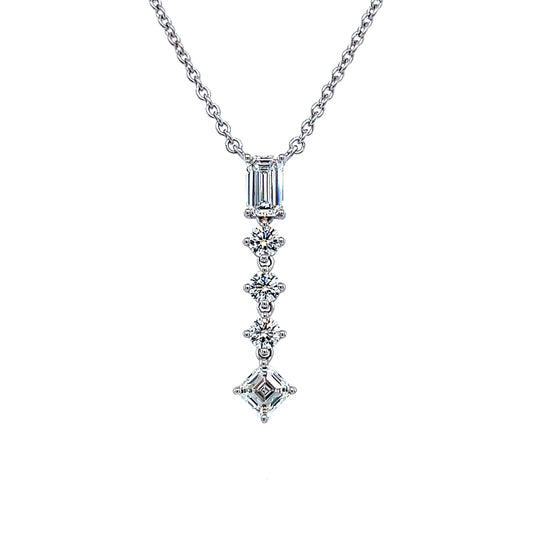 18K WG 1.56 Mix Fancy Shape Diamond Drop necklace