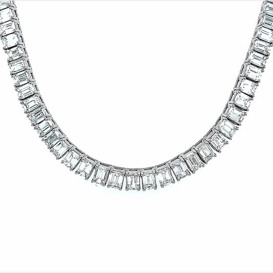 29.07 Cts. Natural Diamond Emerald Cut Eternity Necklace