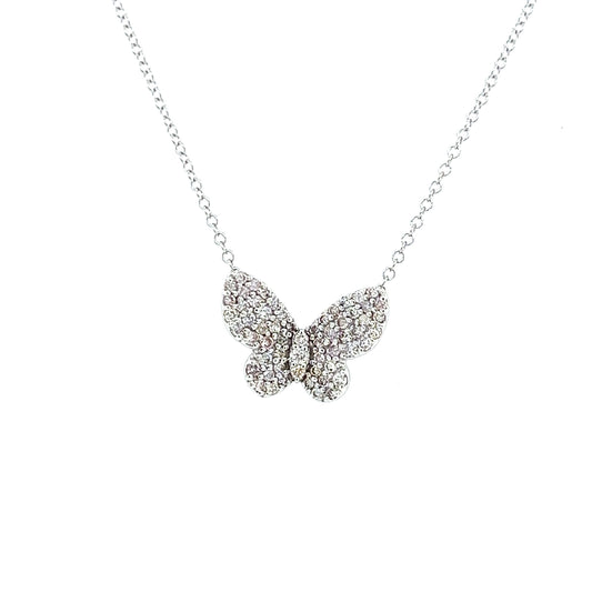 18k Wg 0.40 Rd Tcw Butterfly Diamond Necklace