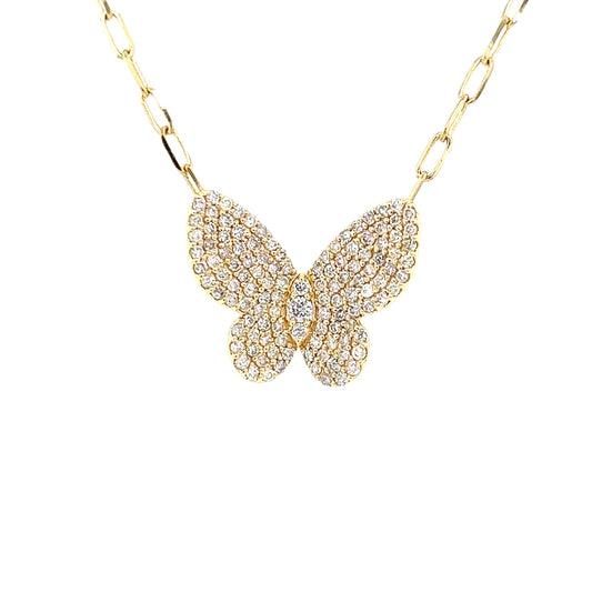 18k Yg 0.74 Rd Tcw Butterfly Necklace
